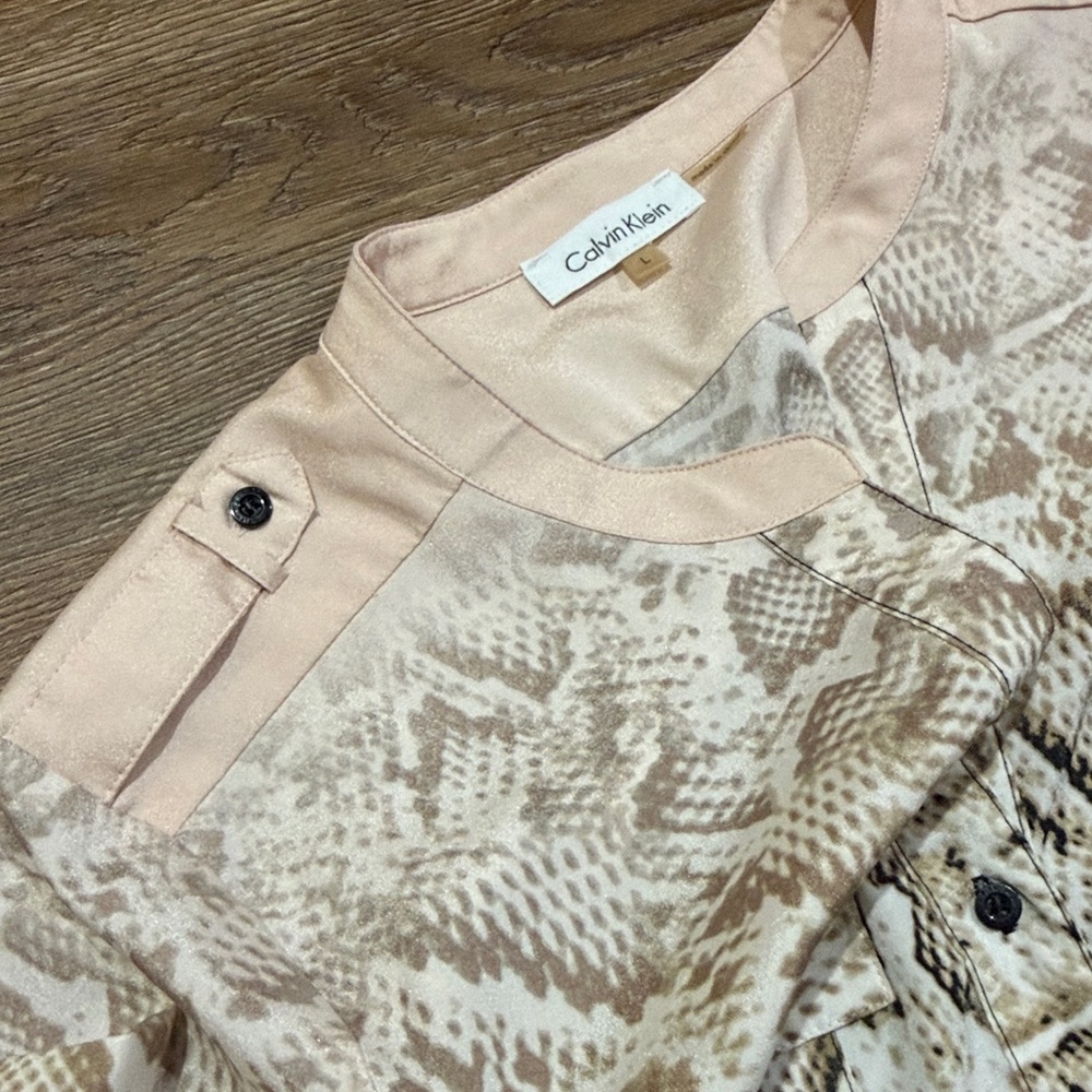 Calvin Klein Snake Print Button-Up Blouse - Picture 6 of 9